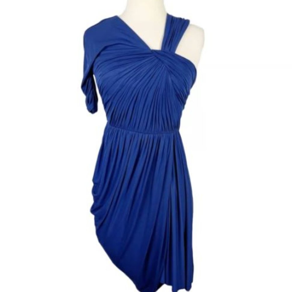 BCBG MaxAzria Blue Depth OneShoulder Dress | Size L | NWT